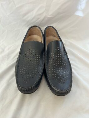 Bacco Bucci Men’s Leather Perforated Detail Slip on Loafers Sz 9.5